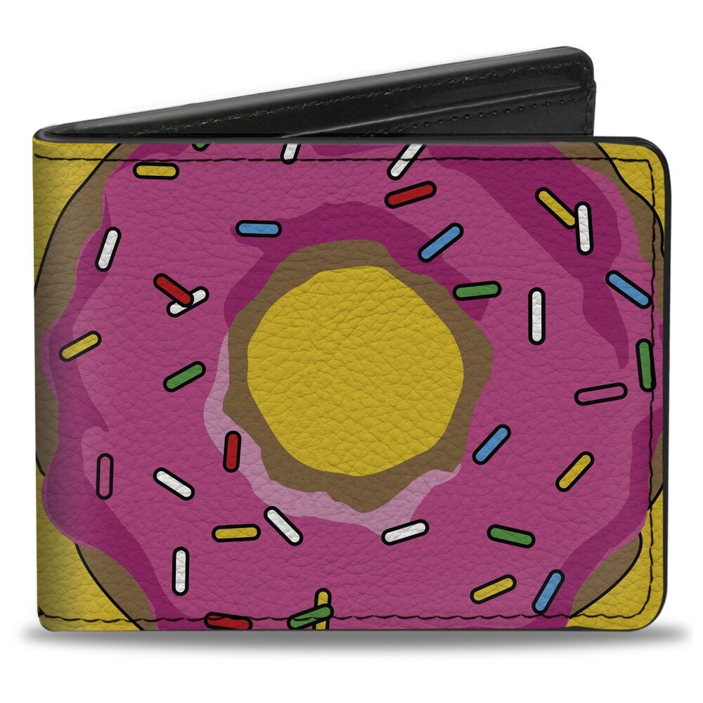 1635 Wallet, Bifold, Sprinkled Pink Glaze Donut Yellow, Vegan Leather, 4.0"